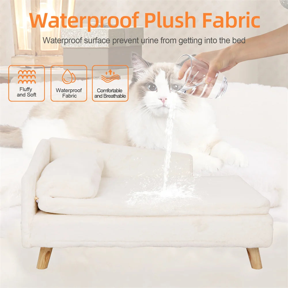 BORWART Elevated Dog Sofa Bed With Plush Cushion And Backrest