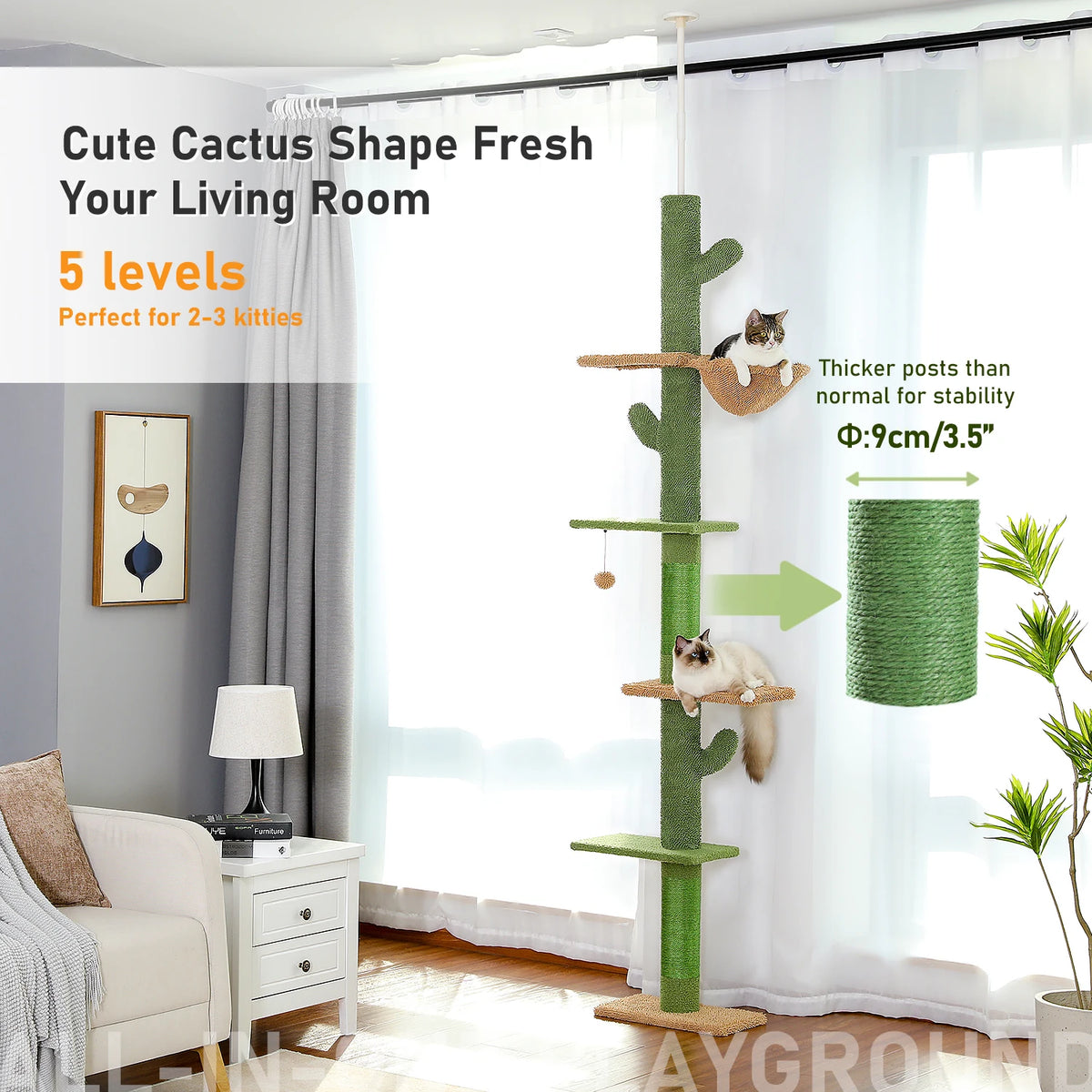 PAWZ Road Five-Tier Floor To Ceiling Cat Tree With Hammock