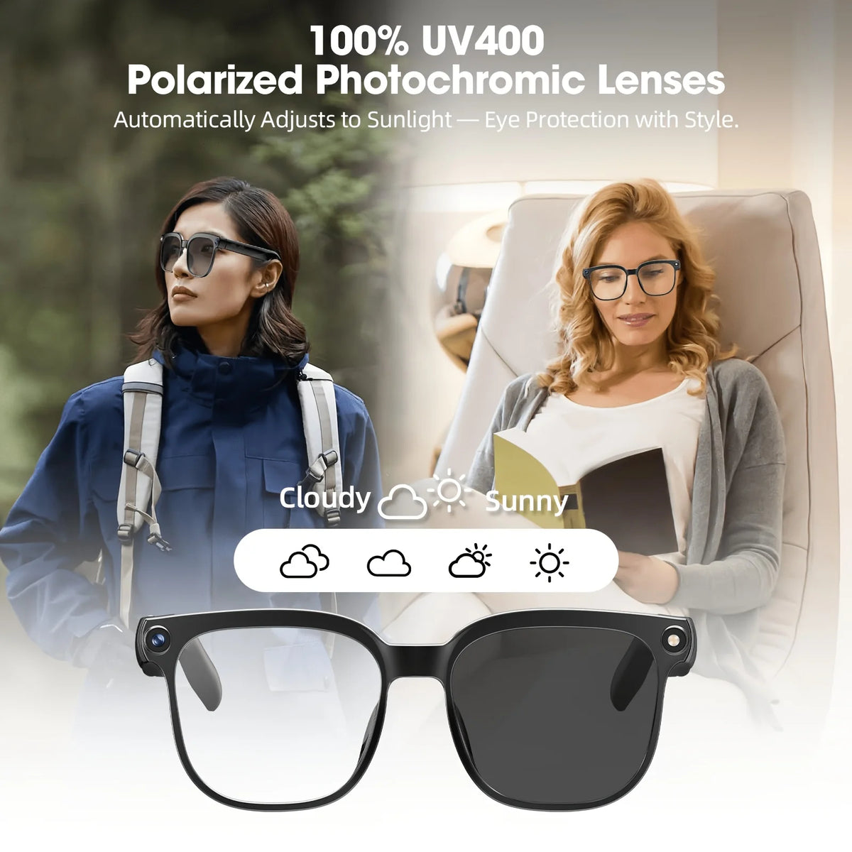 Smart Camera Glasses With 8MP HD Video And Bluetooth Translation