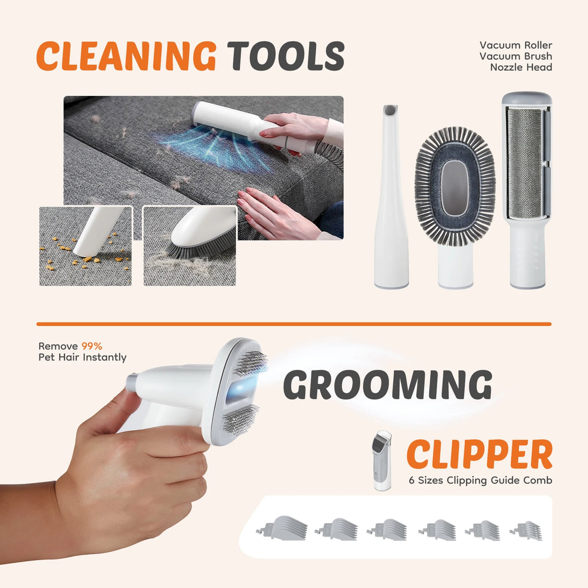 JHK Pet Grooming Vacuum Kit With Clippers And Groomer Tools