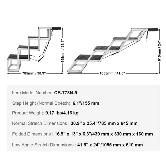 SucceBuy Folding Aluminum Dog Steps for Cars SUVs and Trucks