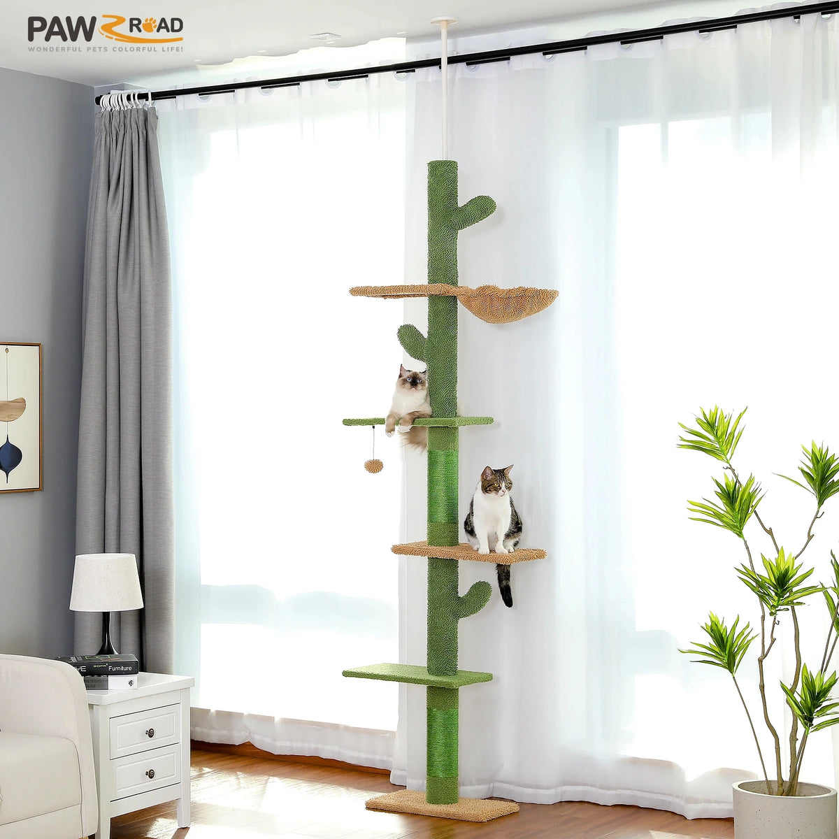 PAWZ Road Five-Tier Floor To Ceiling Cat Tree With Hammock