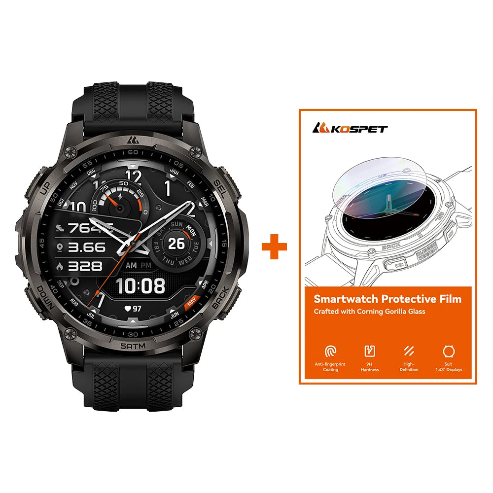 KOSPET TANK T4C Rugged GPS Smartwatch With Flashlight Fitness Tracker