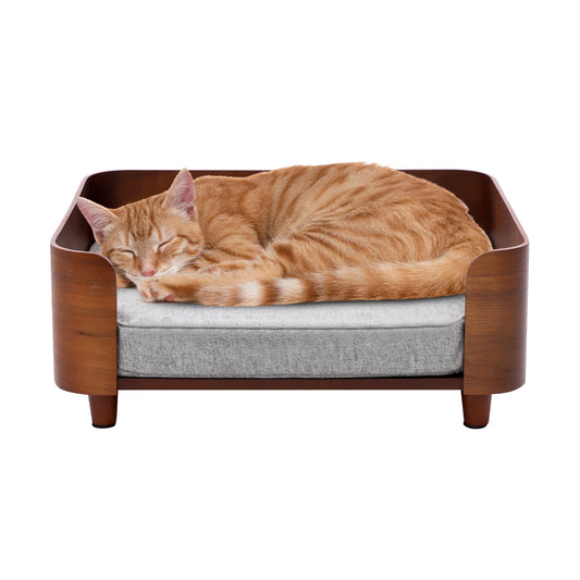 Machine Washable Elevated Pet Sofa Bed with Wood Legs