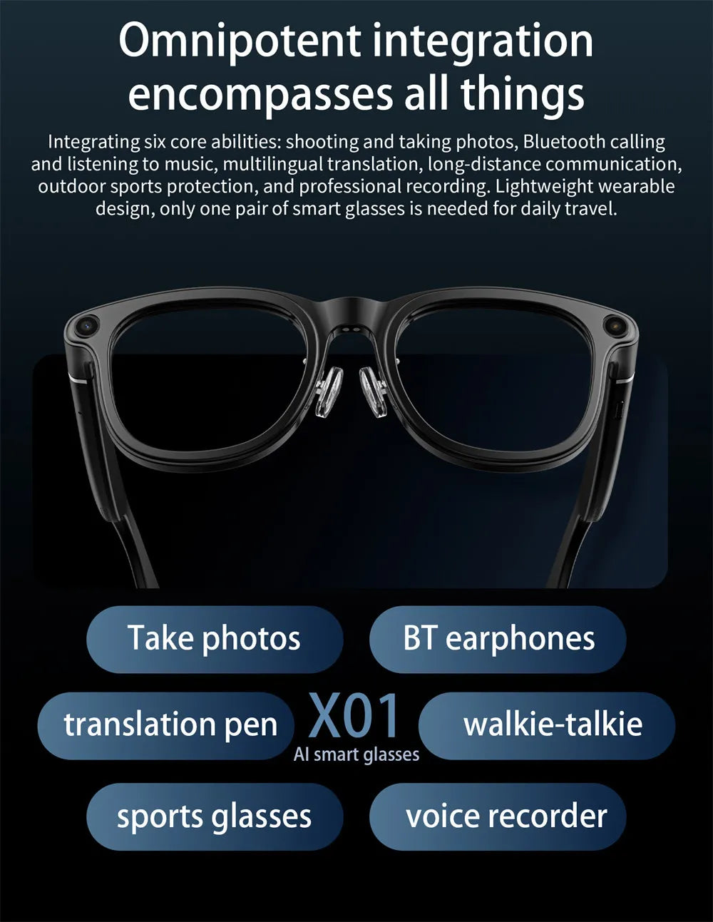LOKMATAI X01 Smart Bluetooth Camera Glasses With Open Ear Audio