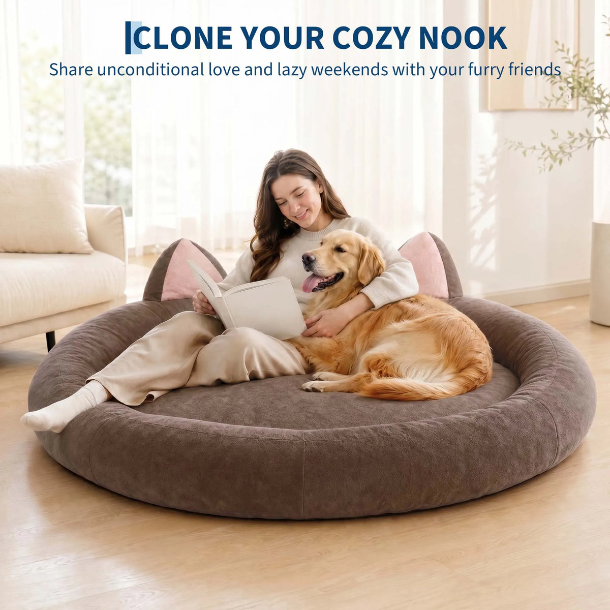 Orthopedic Memory Foam Bolster Dog Bed For Large Senior Dogs