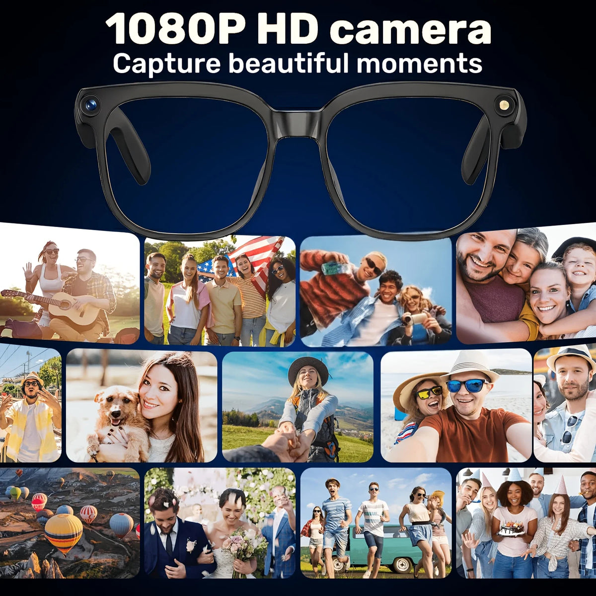 Smart Camera Glasses With 8MP HD Video And Bluetooth Translation