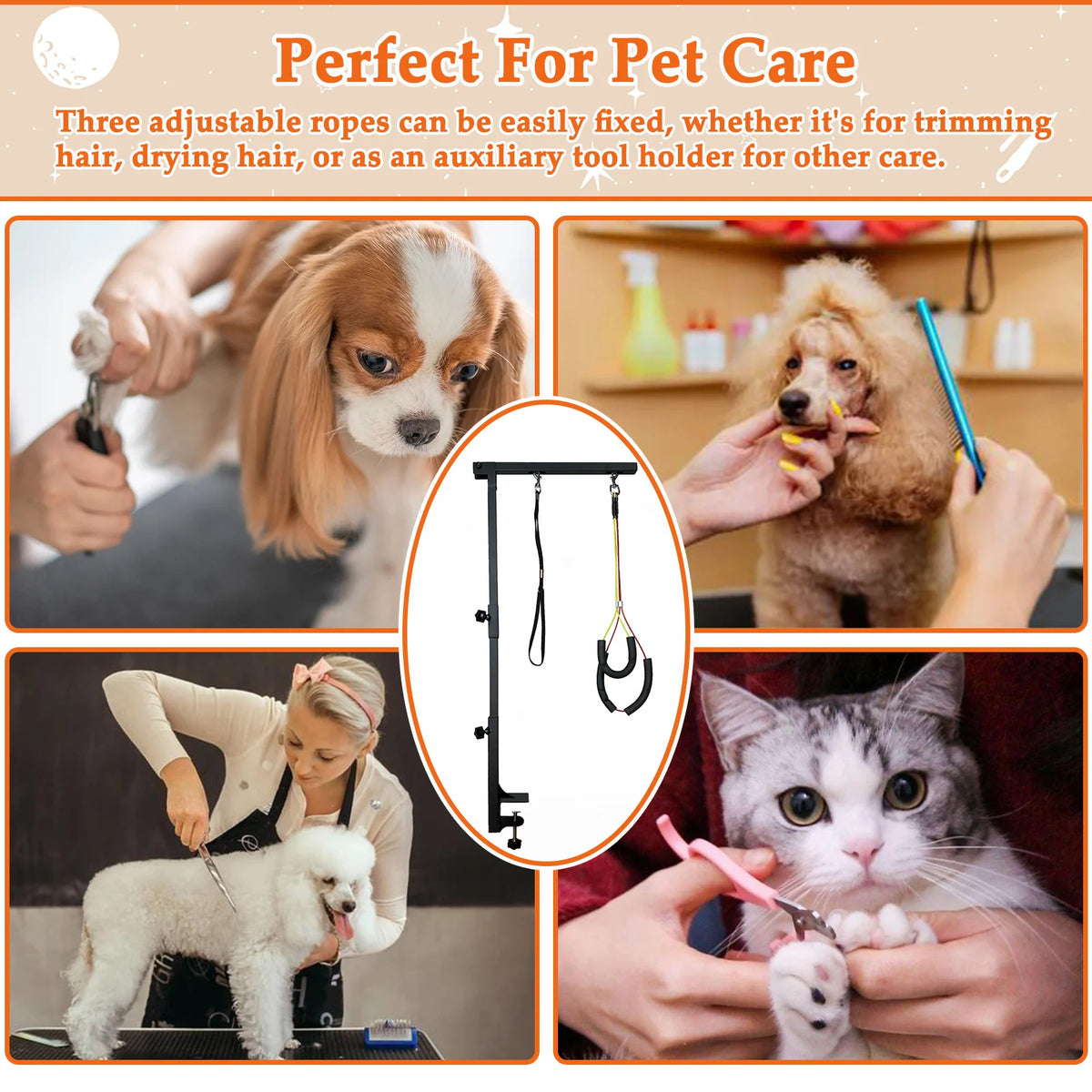 Dog Grooming Arm for Table with Adjustable Height Haunch Holder