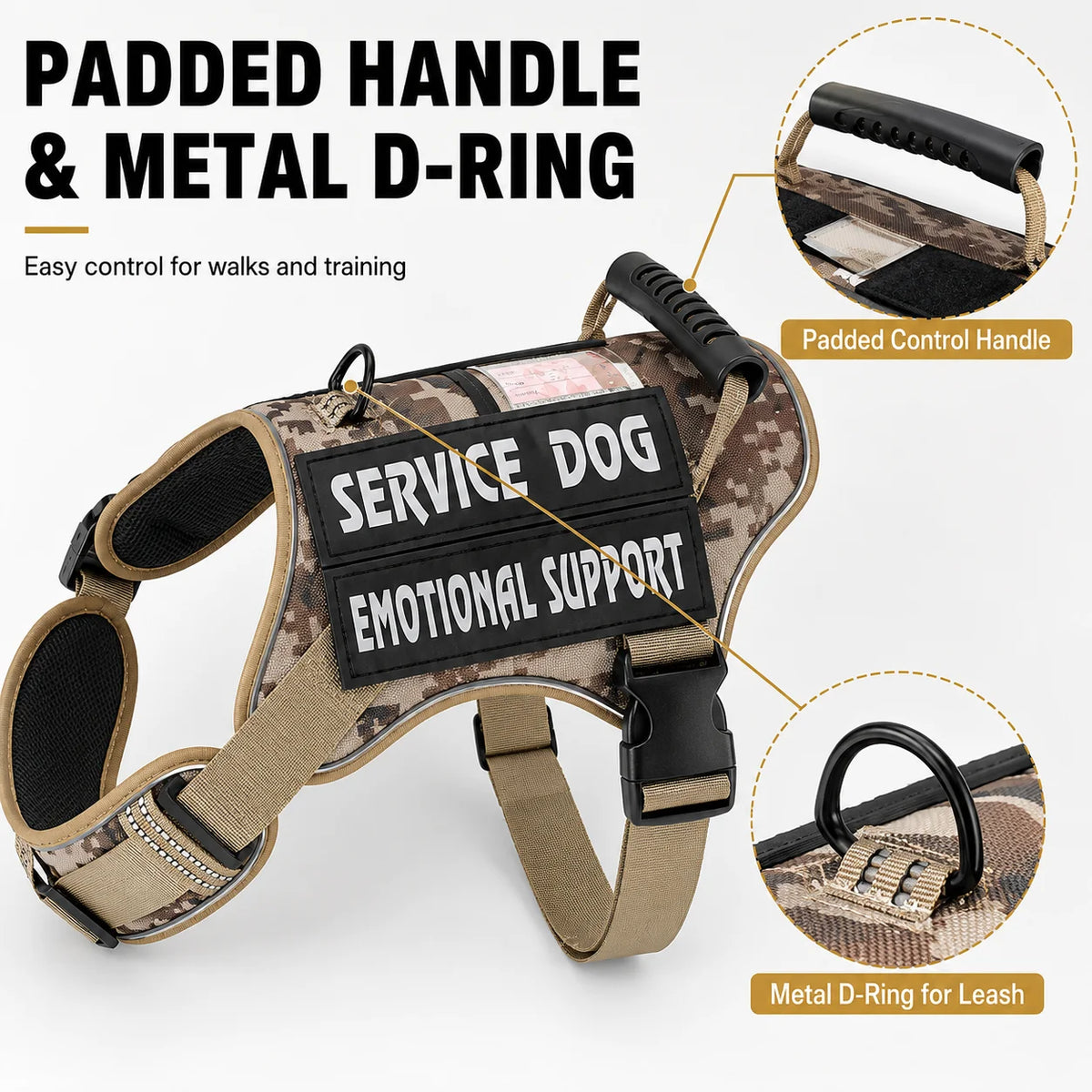 No Pull Dog Harness Vest With Handle And Reflective Trim