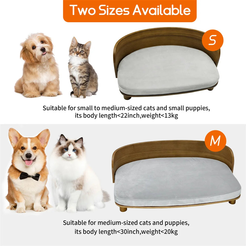BORWART Elevated Wooden Pet Sofa Bed With Waterproof Cushion