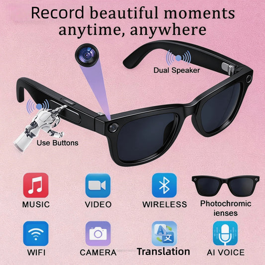 W&O 4K Camera Glasses With AI Translation And Open Ear Audio