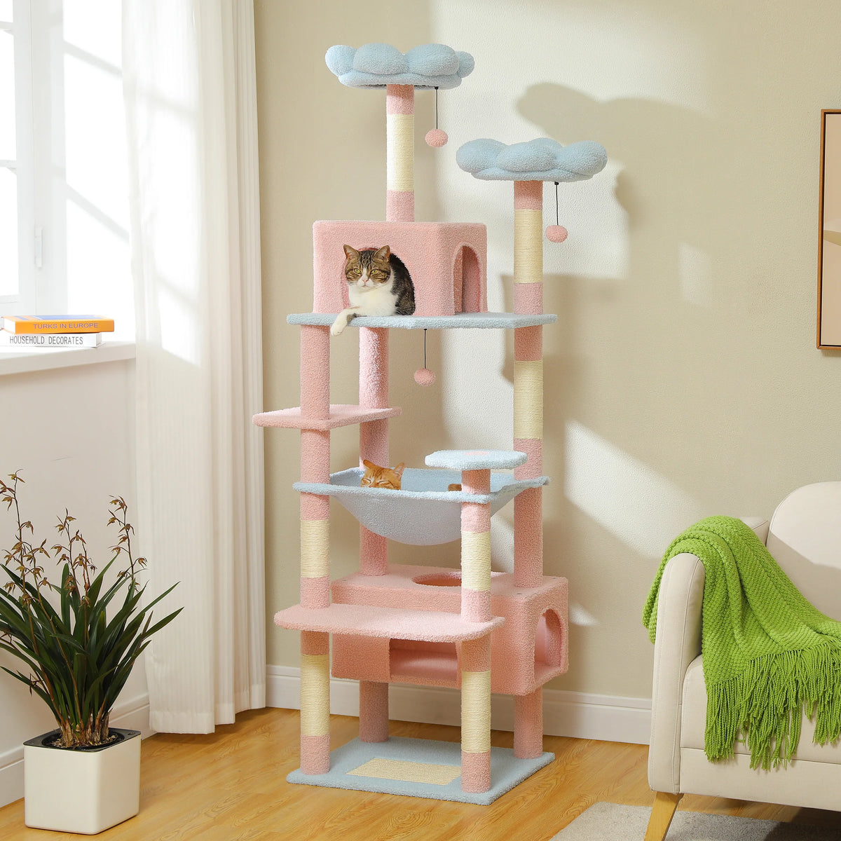 PETEPELA Large Cat Tree Indoor Tower With Sisal Posts