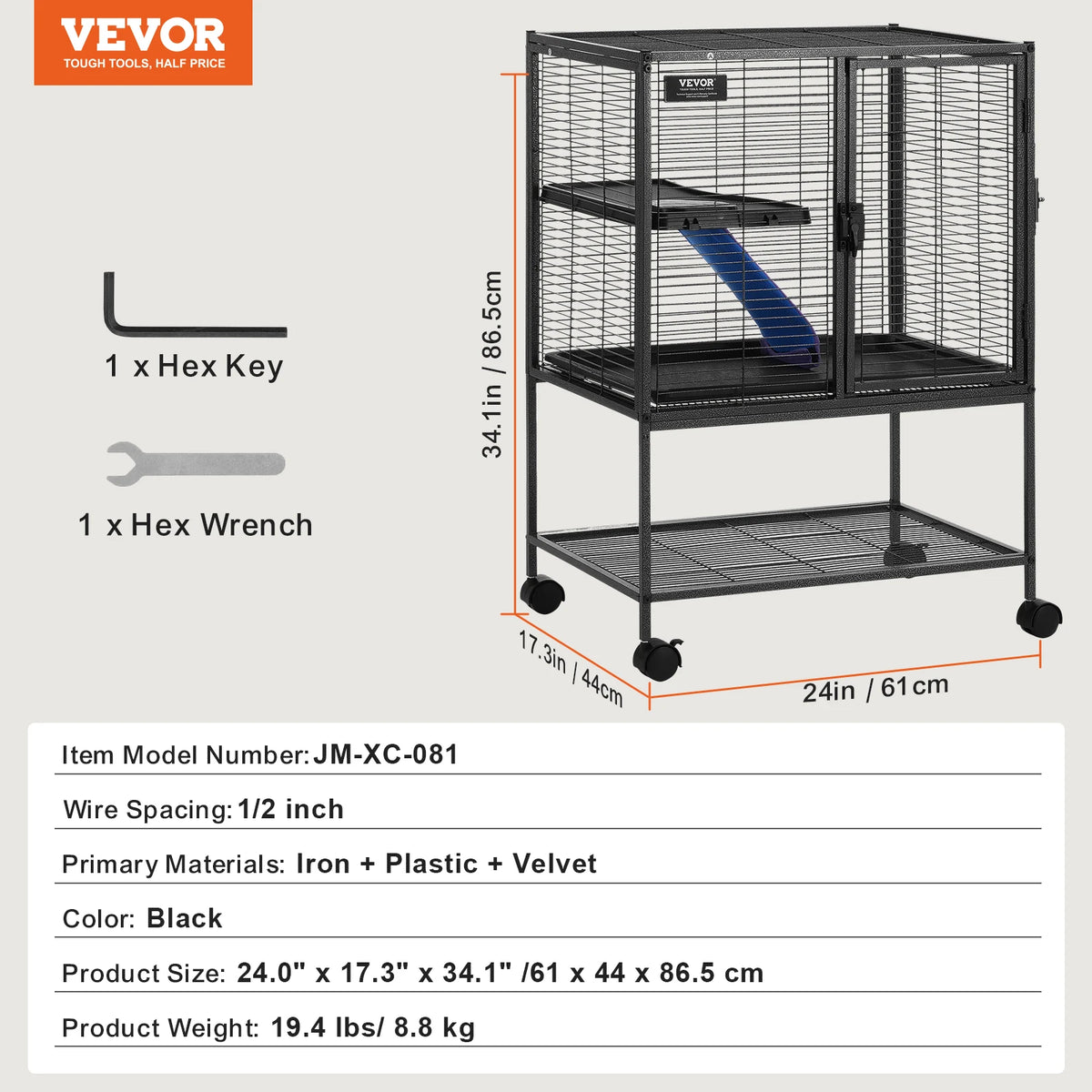 SucceBuy 4-Tier Rolling Metal Ferret Cage For Small Pets