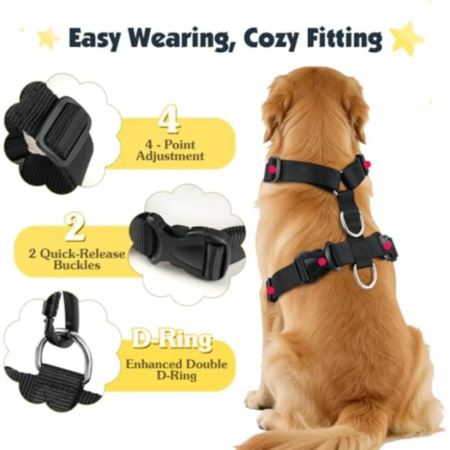 Adjustable Dog Car Harness Seat Belt With Double Safety Clips