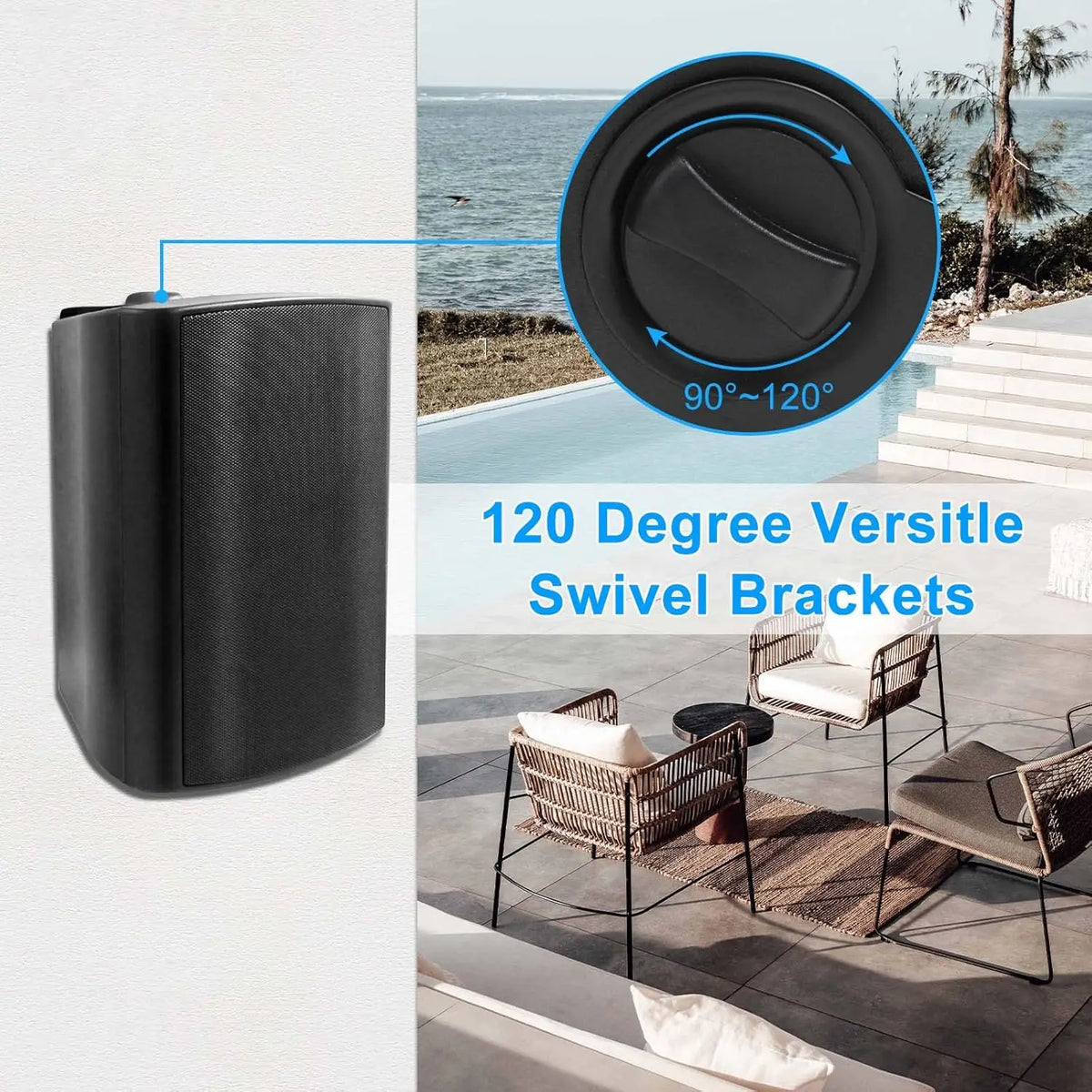 Herdio Waterproof Indoor Outdoor Passive Speakers With Powerful Bass