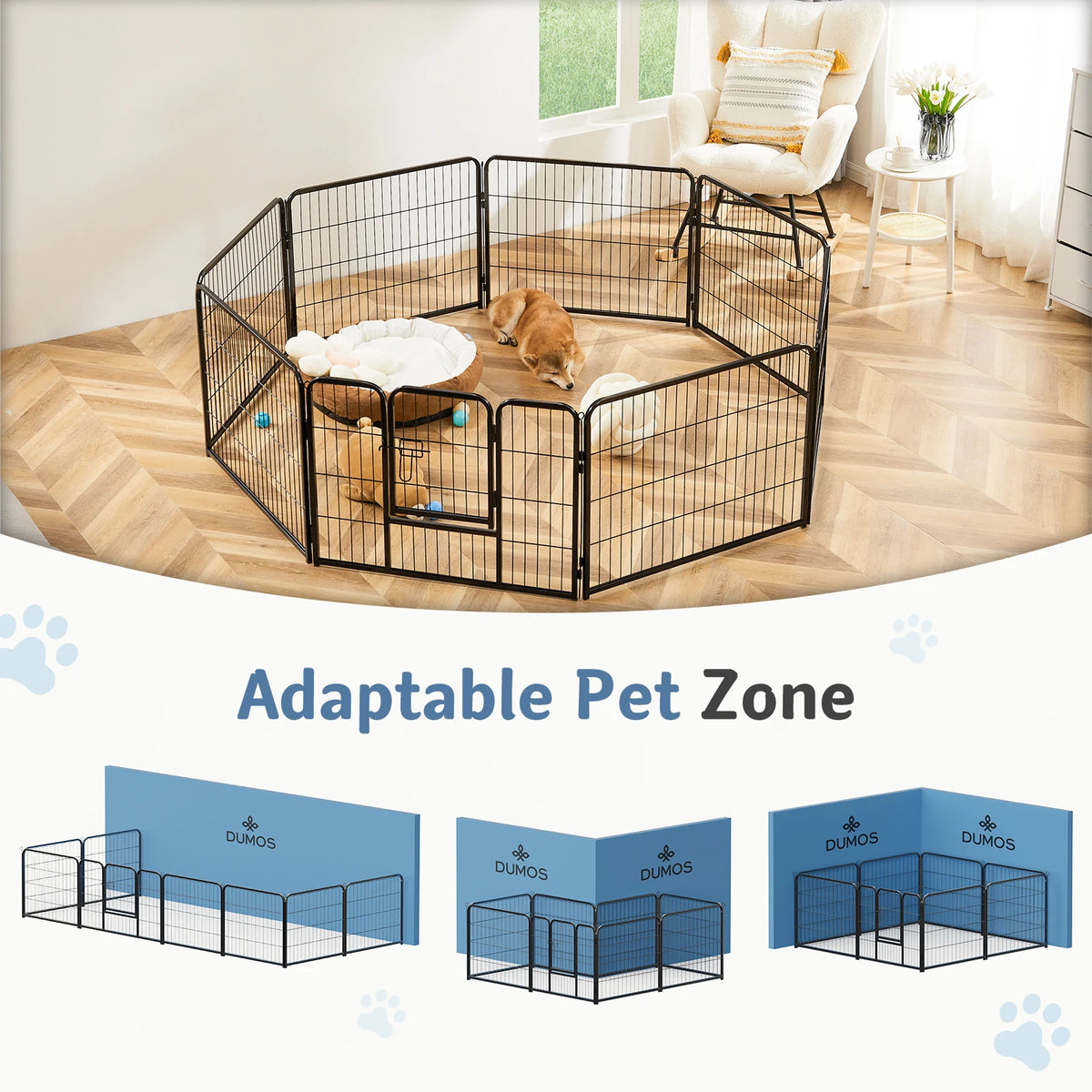 JHK Metal Foldable Dog Playpen For Indoor And Outdoor Exercise