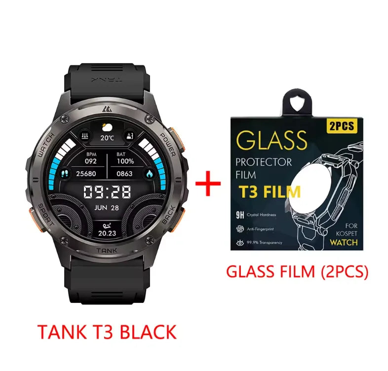 KOSPET Tank T3 AMOLED Smartwatch With Bluetooth Calling Fitness Tracking