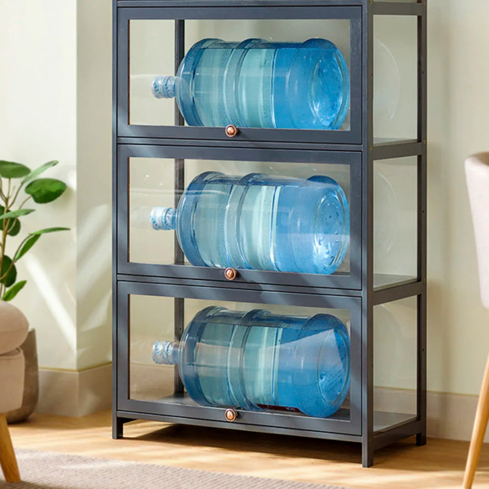 Black 3 Door Acrylic Display Case for Anime Figures Collectibles Detachable Shelves Dustproof US Stock