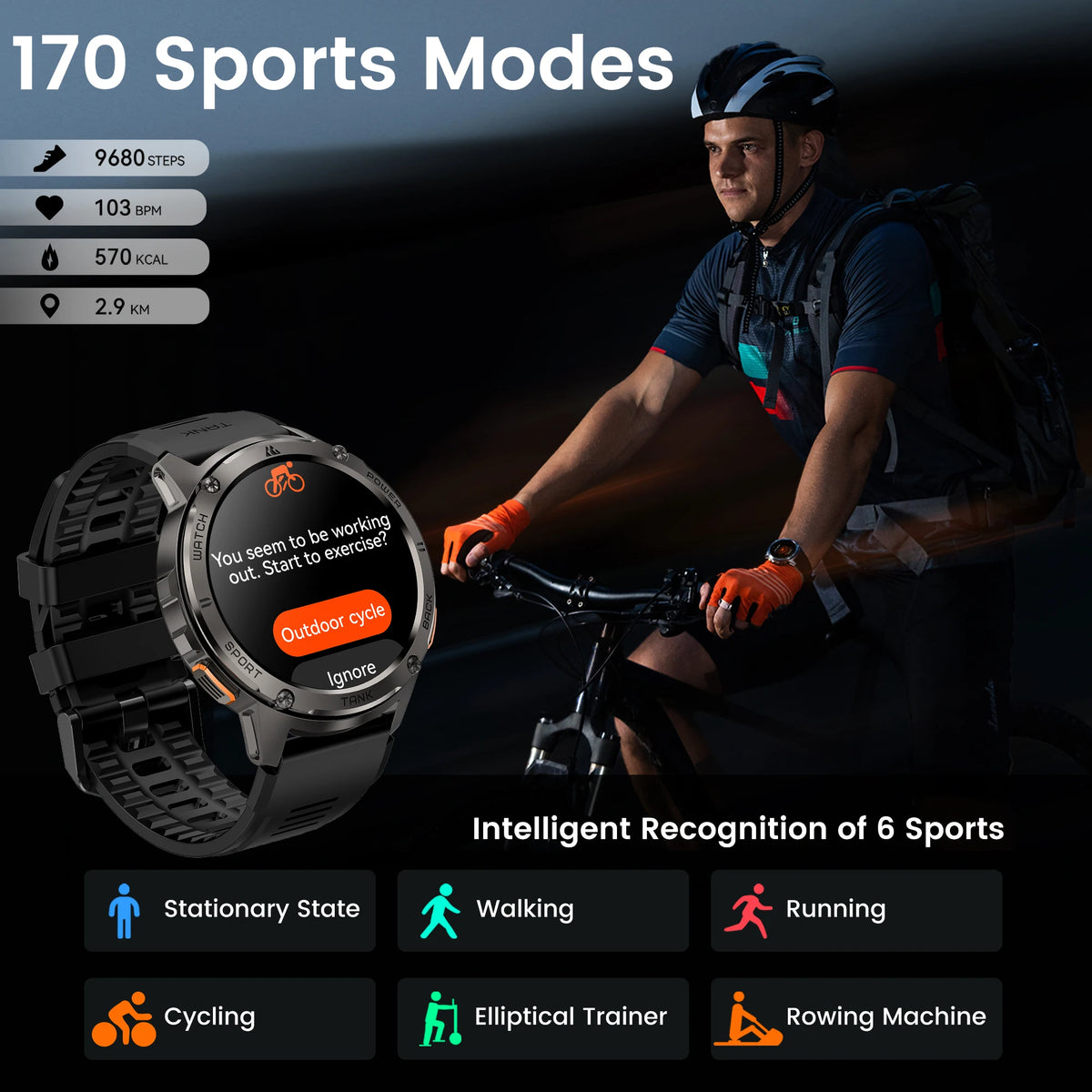 KOSPET Tank T3 AMOLED Smartwatch With Bluetooth Calling Fitness Tracking