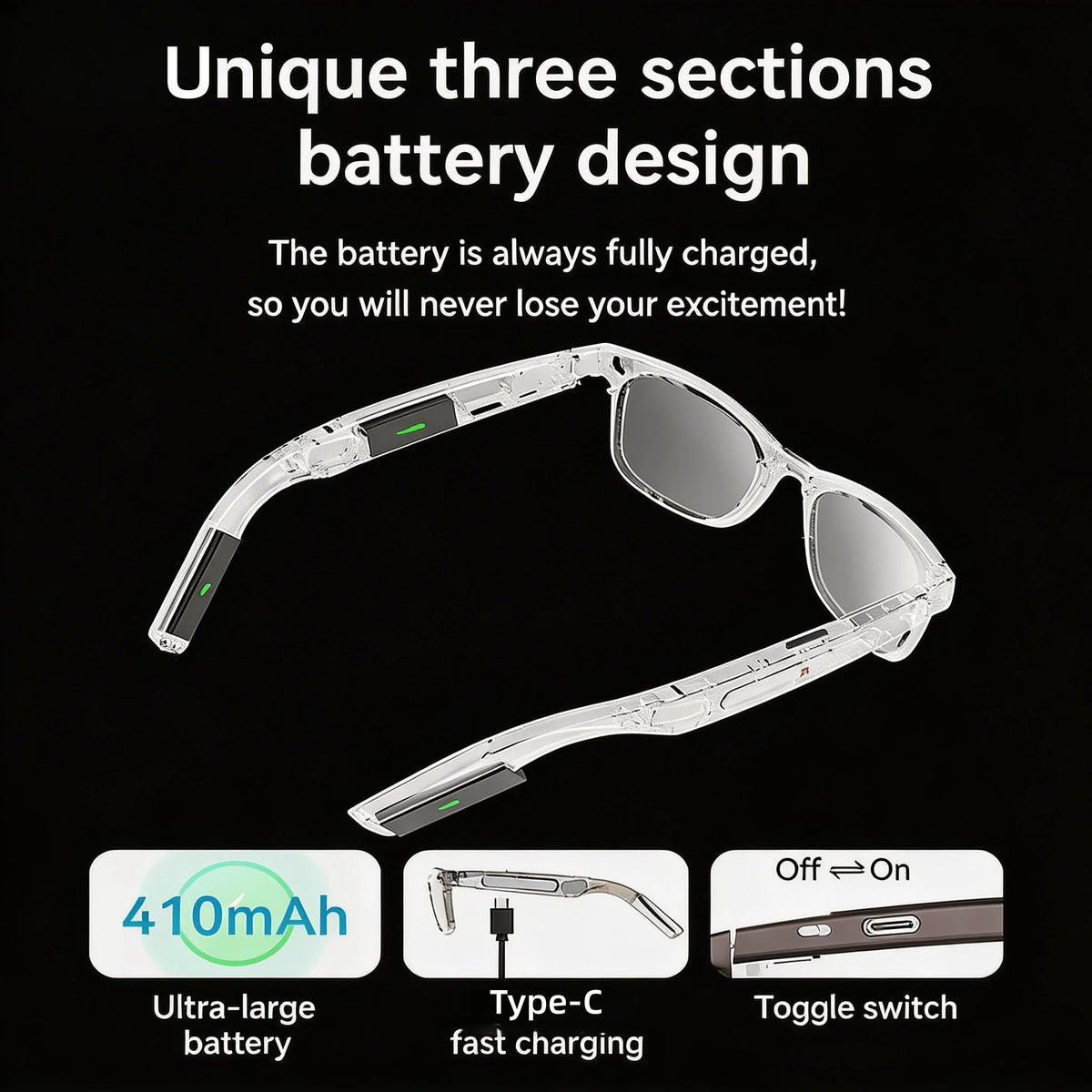 W&O 4K Camera Glasses With AI Translation And Open Ear Audio