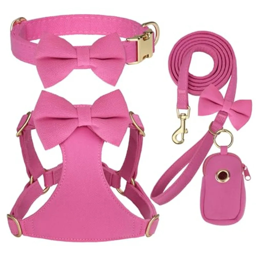 Adjustable Dog Harness Collar And Leash Set For Walking