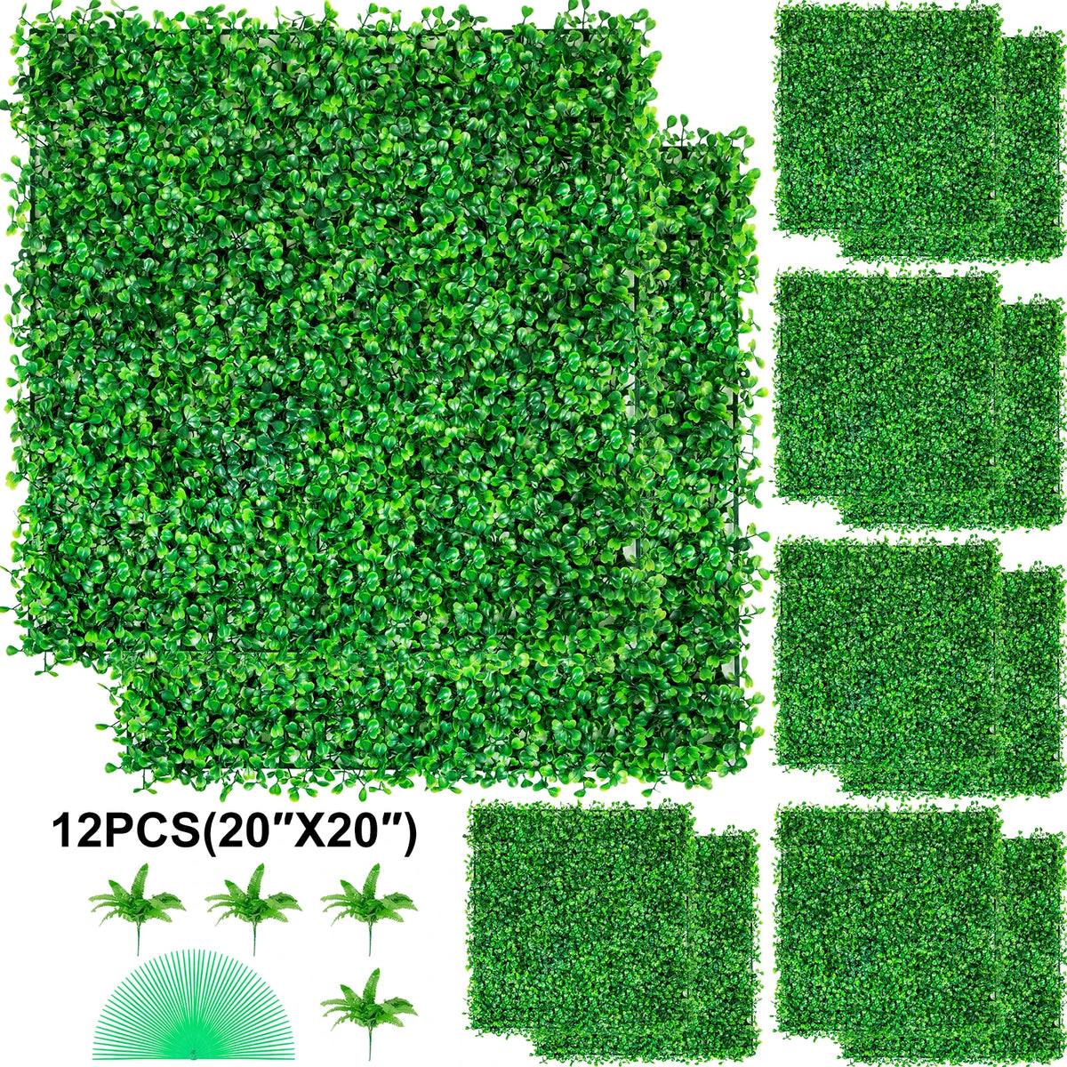 SucceBuy Artificial Boxwood Hedge Wall Panel Faux Greenery Background