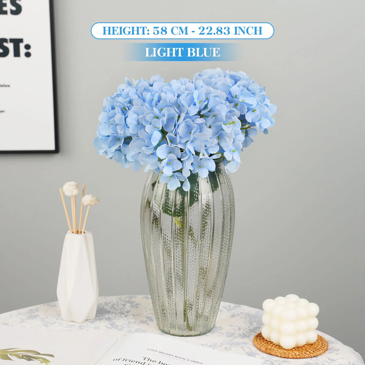 58cm Beautiful Silk Artificial Flowers Hydrangea Flower Bouquet for  2026 Party Wedding Room Table Decoration Floral Arrangement