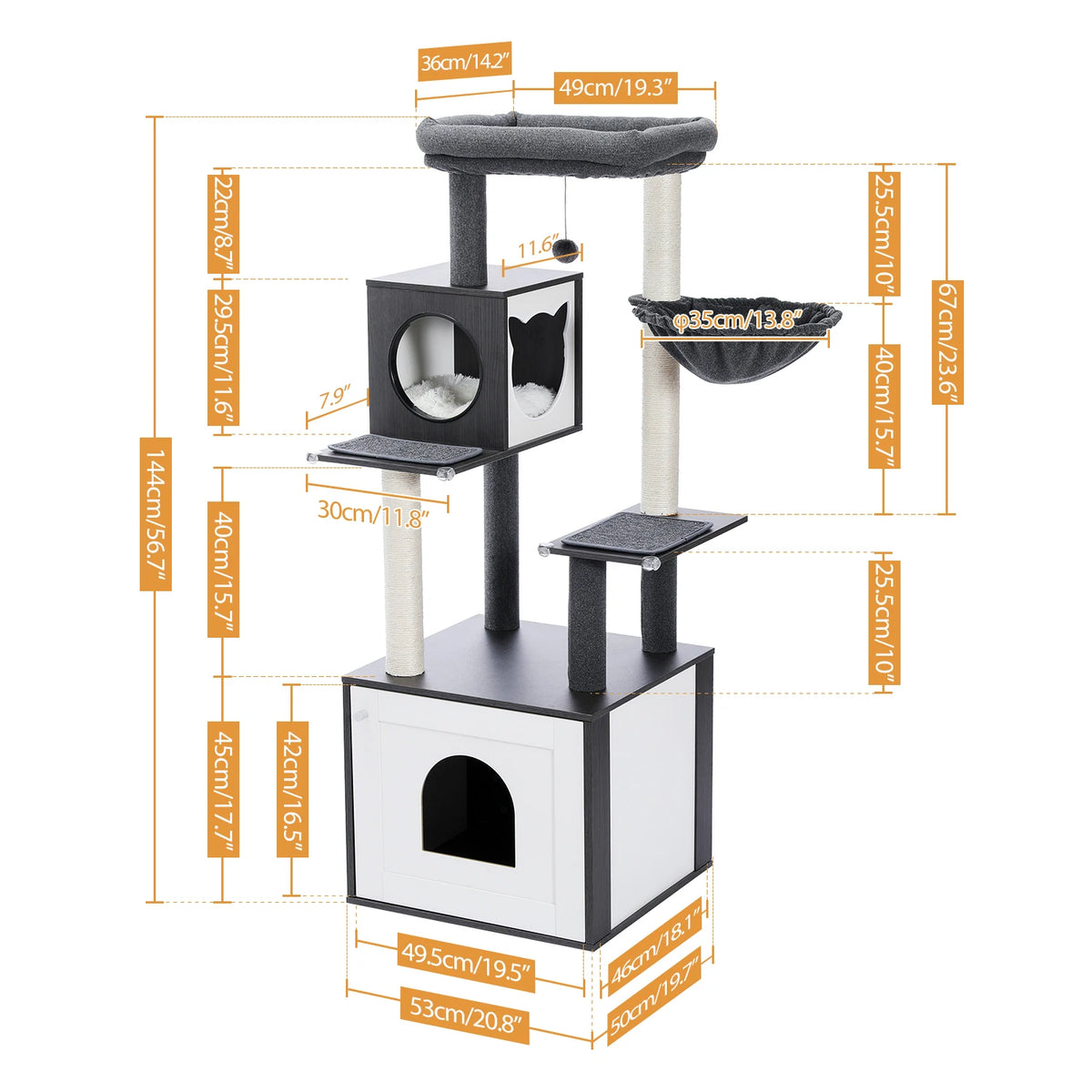 PAWZ Ro Multi Level Cat Tree Indoor Wood Tower Scratcher