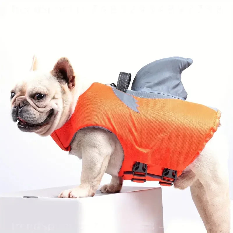 Reflective Shark Shape Dog Life Jacket With Adjustable Safety Handle