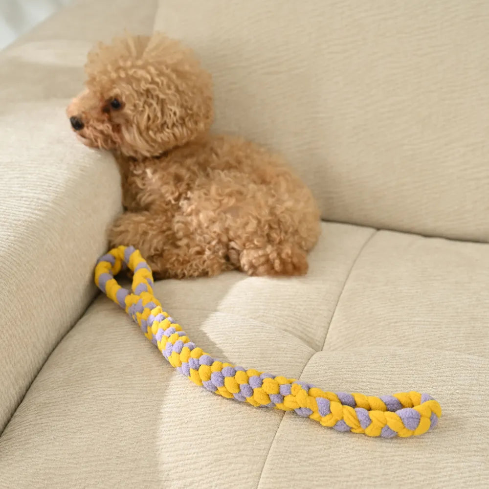 Interactive Dog Rope Tug Toys With Durable Woven Dual Handles