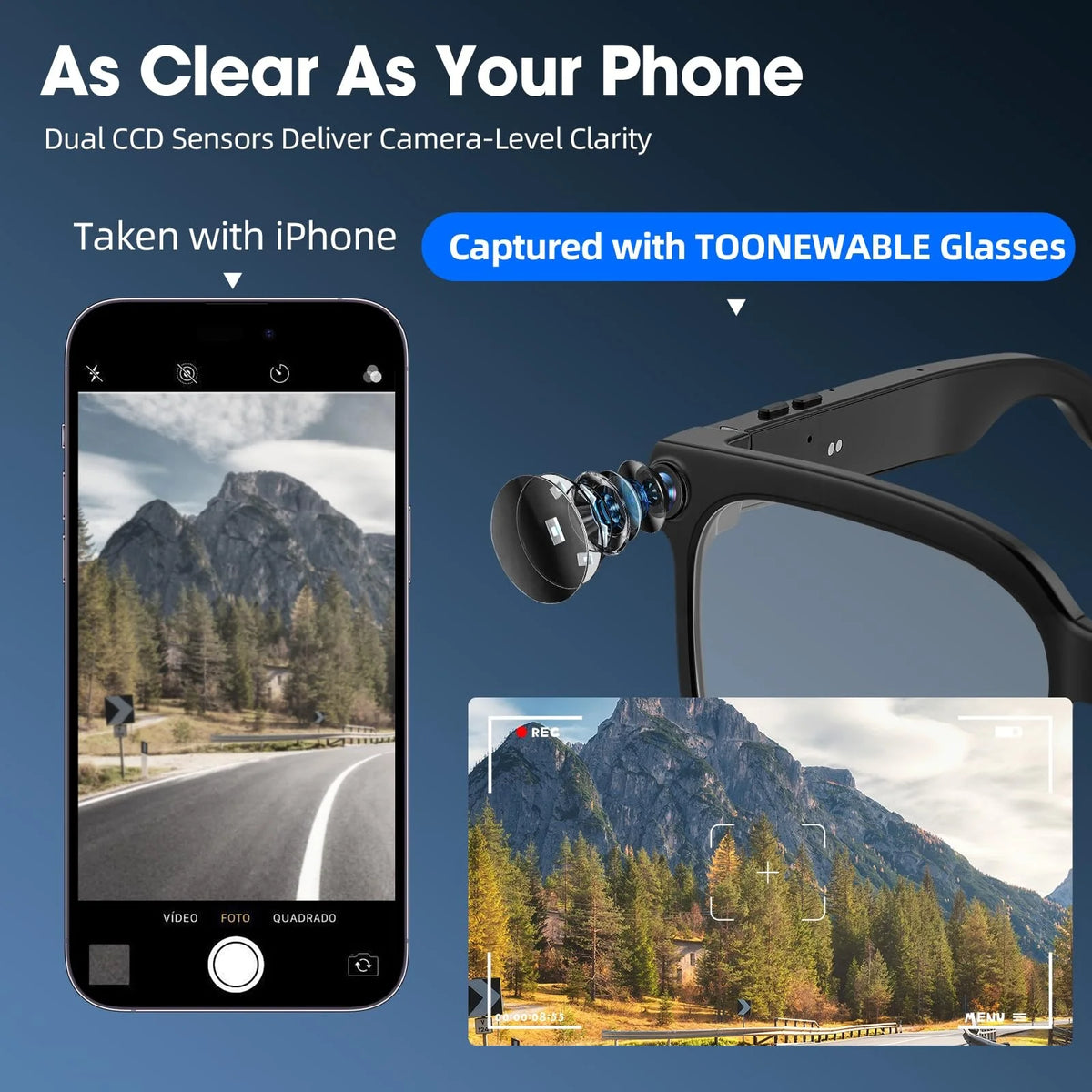 Smart Camera Glasses With 8MP HD Video And Bluetooth Translation