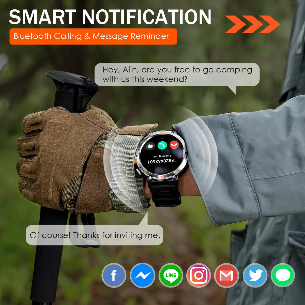 EIGIIS KE3 Smartwatch Bluetooth Call Full Touch Heart Rate Monitor