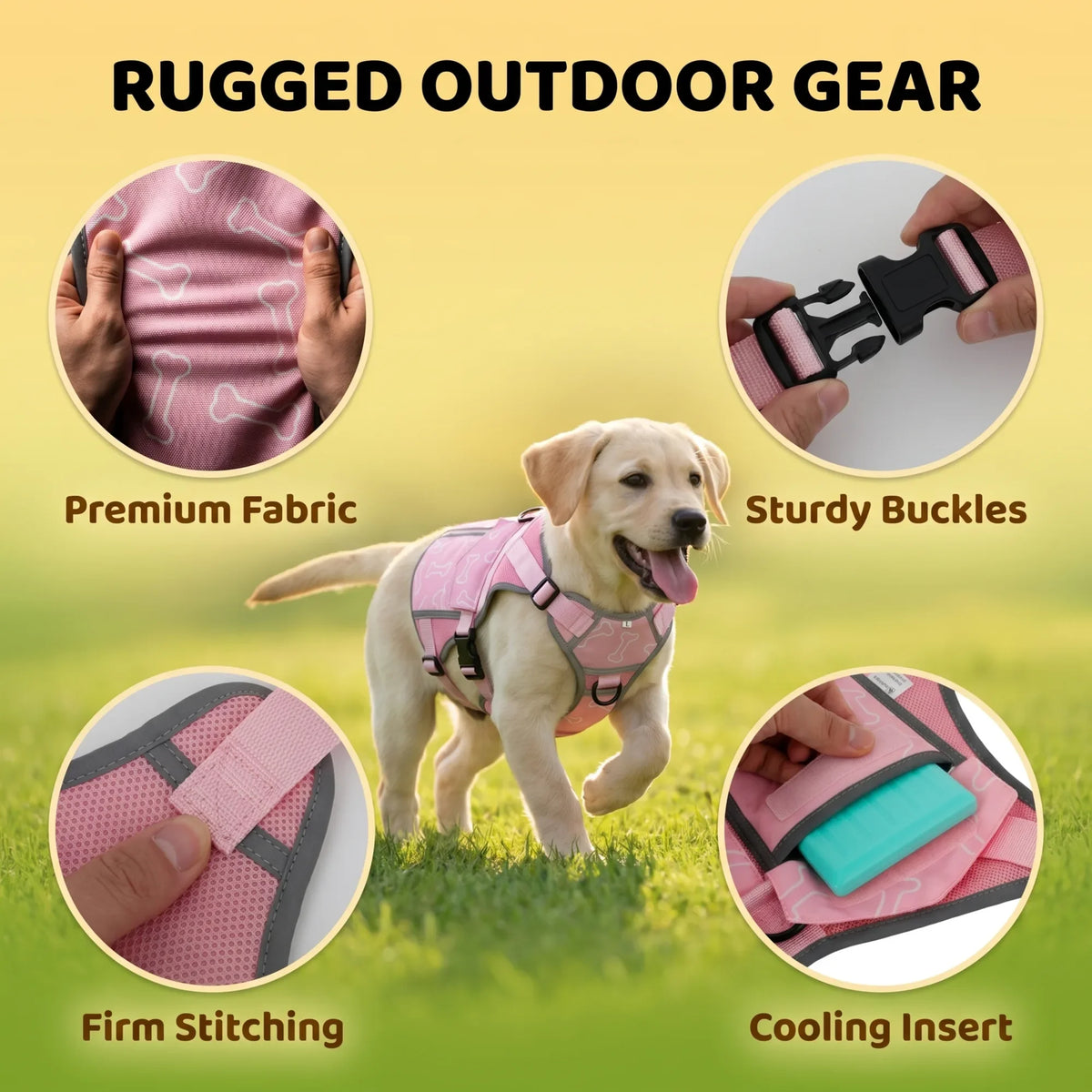 Dog Cooling Vest Harness With Freezer Packs For Outdoor Adventures