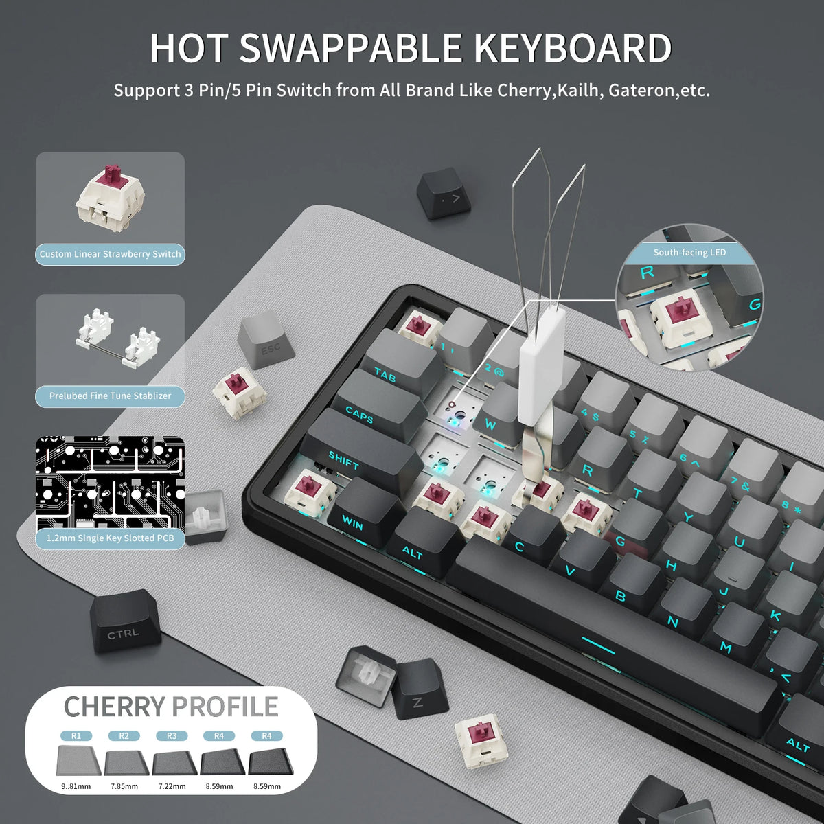 Attack Shark Wireless Mechanical Gaming Keyboard With Knob And RGB
