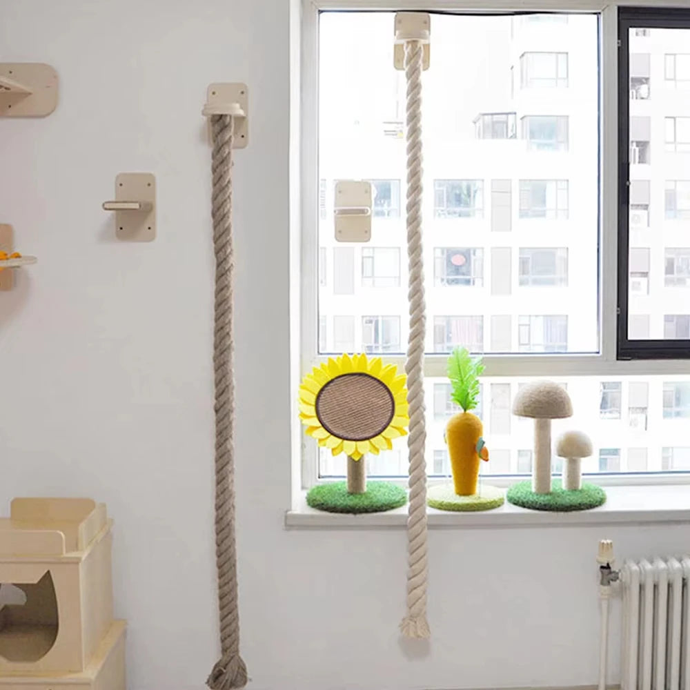 Cat Climbing Shelf And Rope Tree Wall Mounted Scratching Post
