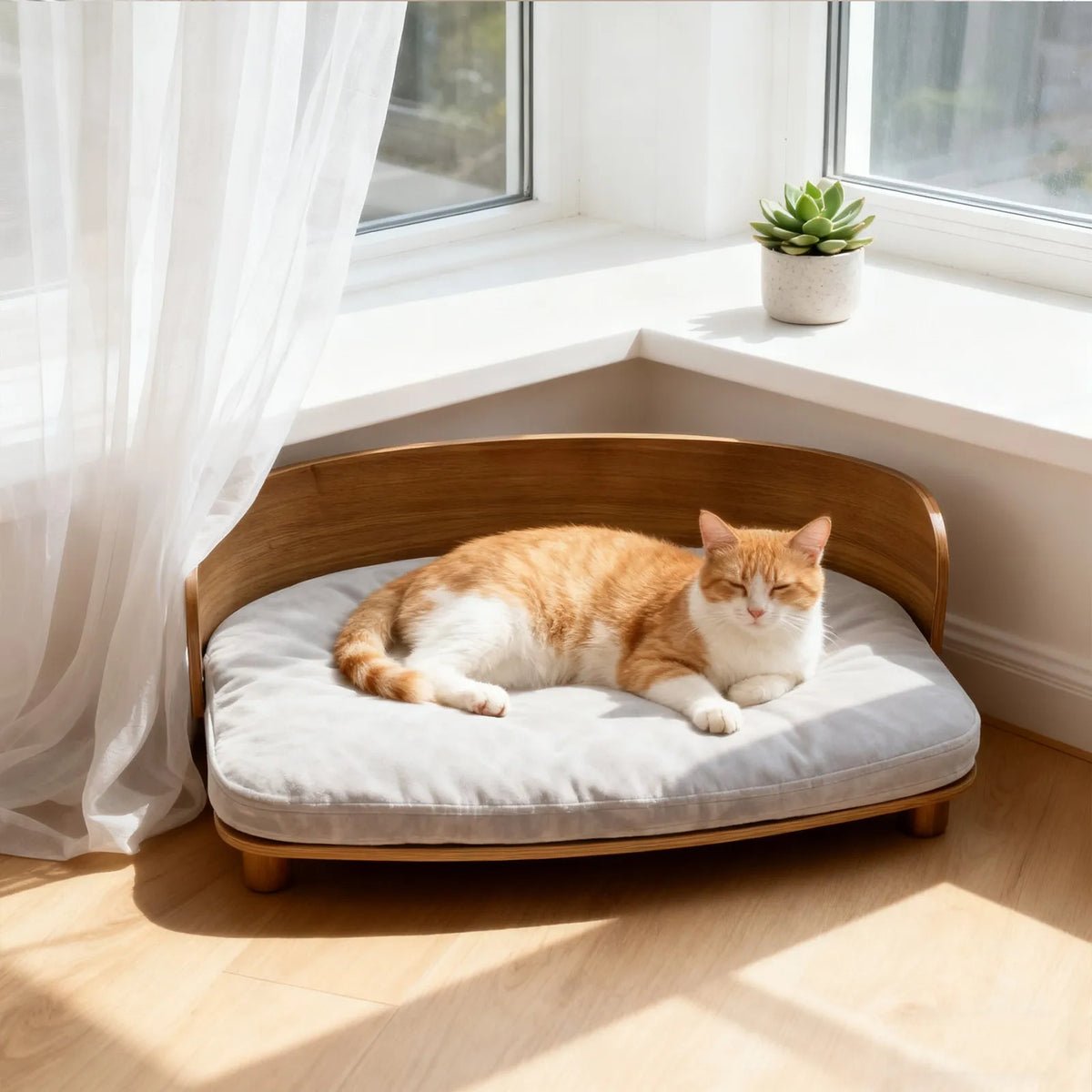 BORWART Elevated Wooden Pet Sofa Bed With Waterproof Cushion