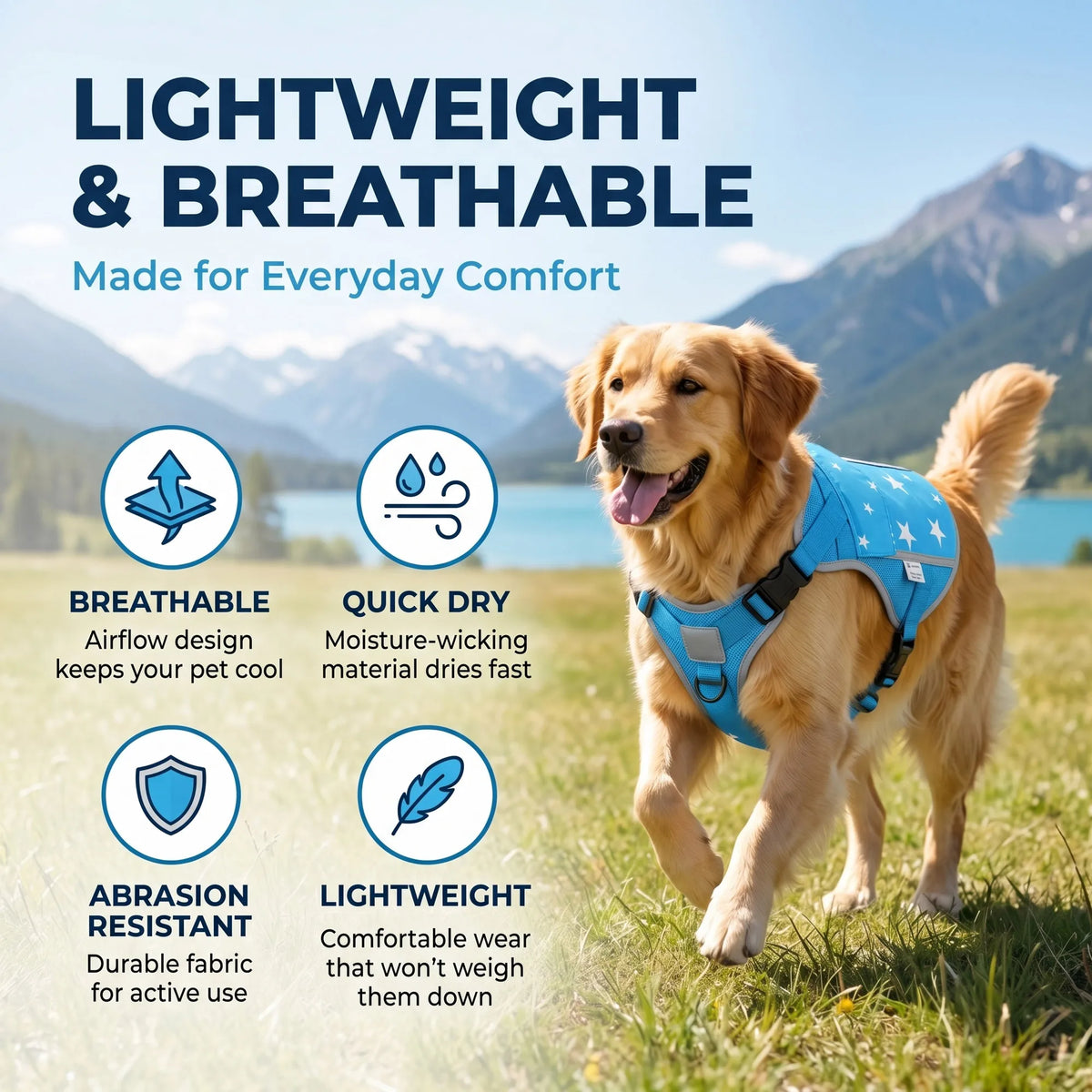 Dog Cooling Vest Harness With Freezer Packs For Outdoor Adventures