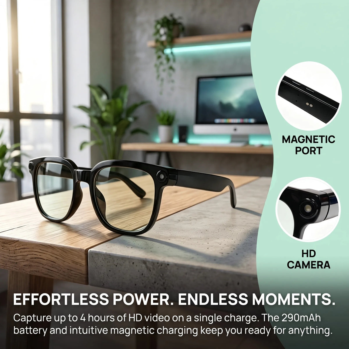 Smart Camera Glasses With 8MP HD Video And Bluetooth Translation