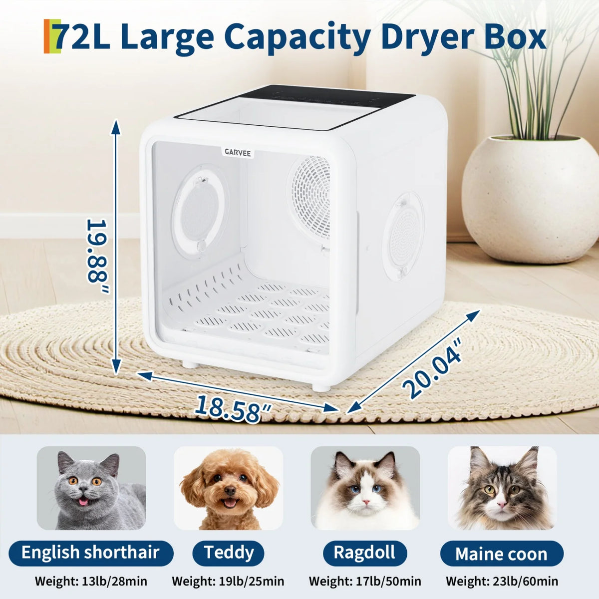 HiMISS Automatic Pet Drying Box With Quiet Smart Temperature Control