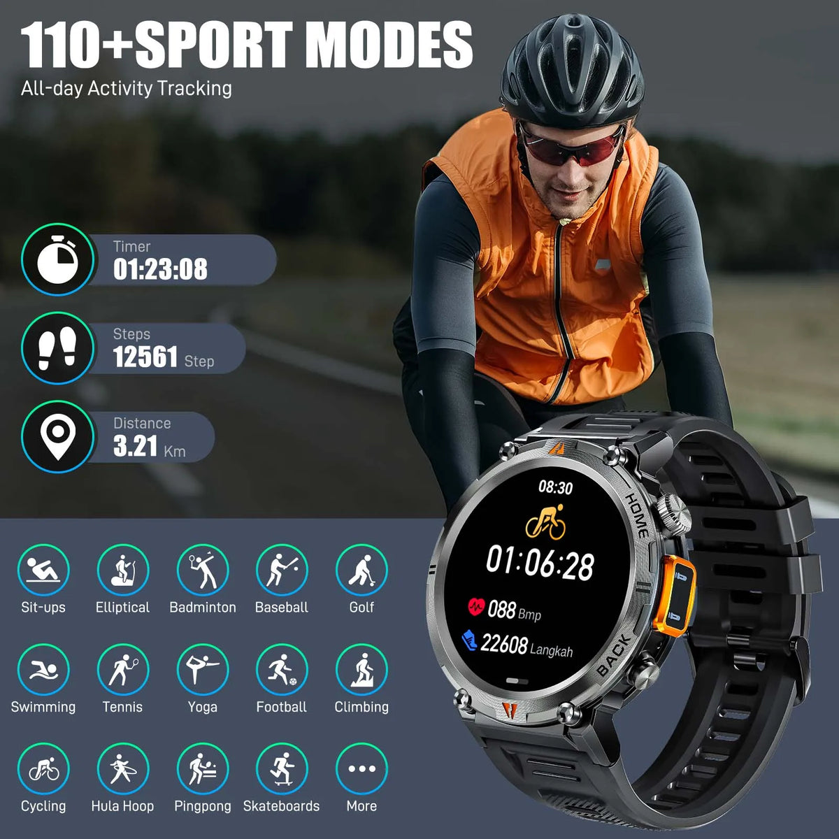 EIGIIS KE3 Smartwatch Bluetooth Call Full Touch Heart Rate Monitor