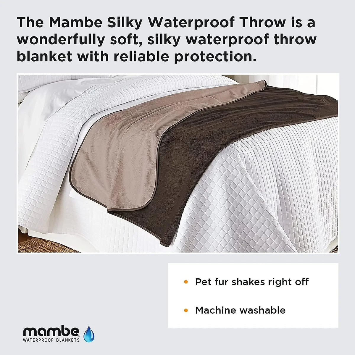 Mambe Waterproof Reversible Washable Pet And Incontinence Throw Blanket