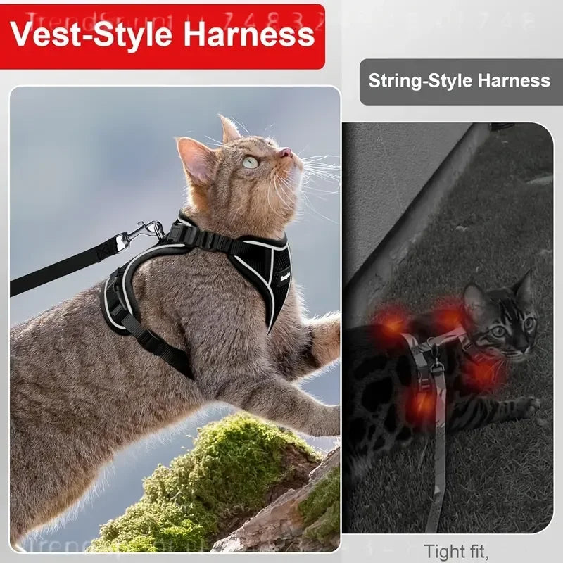 Anti Escape Cat Harness And Leash Set For Outdoor Walking