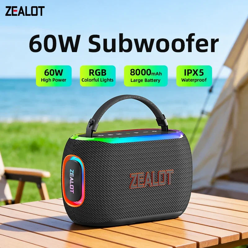 ZEALOT S182 60W Portable Bluetooth Speaker With Powerful HiFi Bass