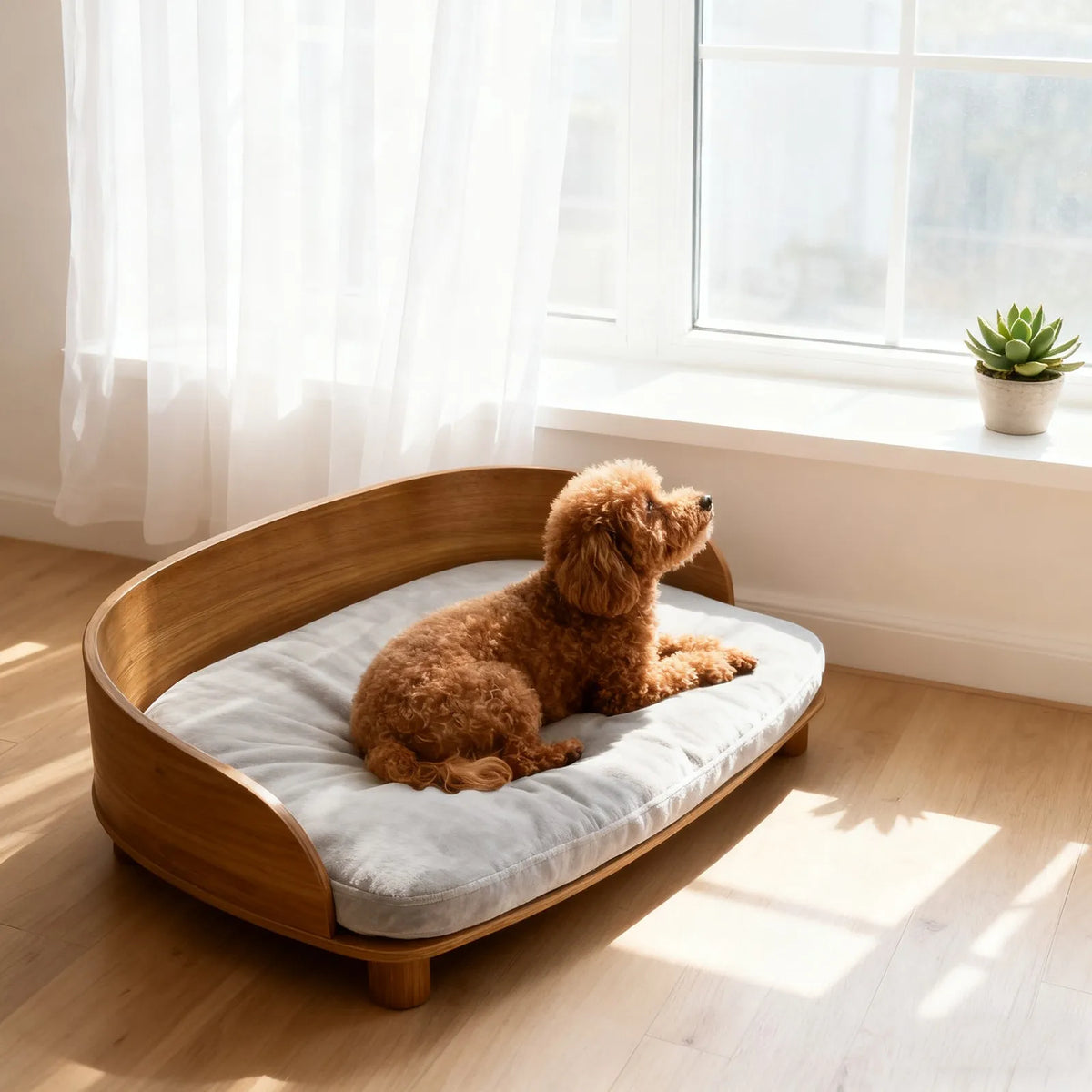 BORWART Elevated Wooden Pet Sofa Bed With Waterproof Cushion