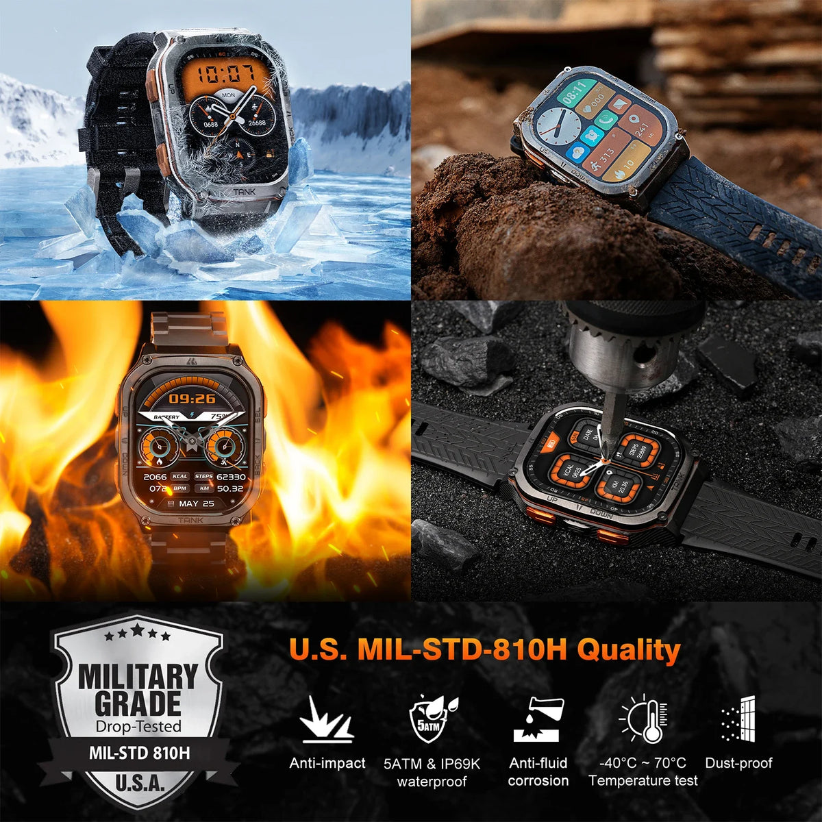 KOSPET Tank M3 Ultra GPS Waterproof Smartwatch With Bluetooth Calling