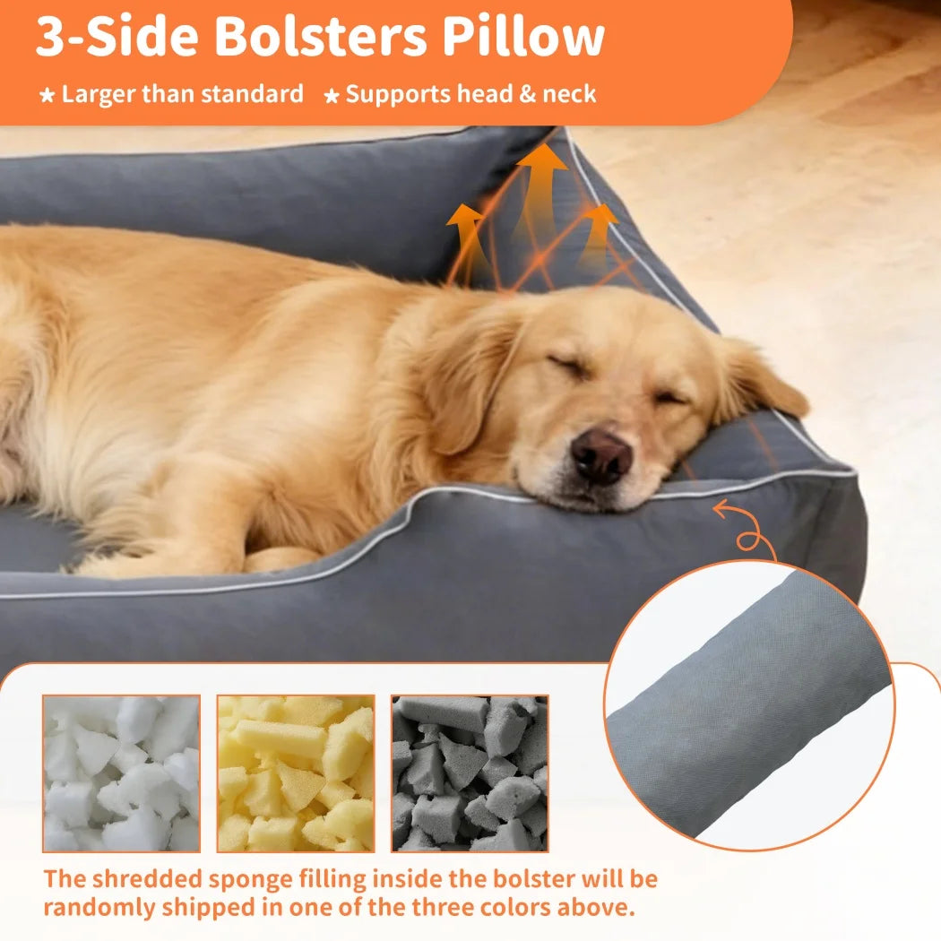 BORWART Orthopedic Dog Bed Sofa With Bolster Sides