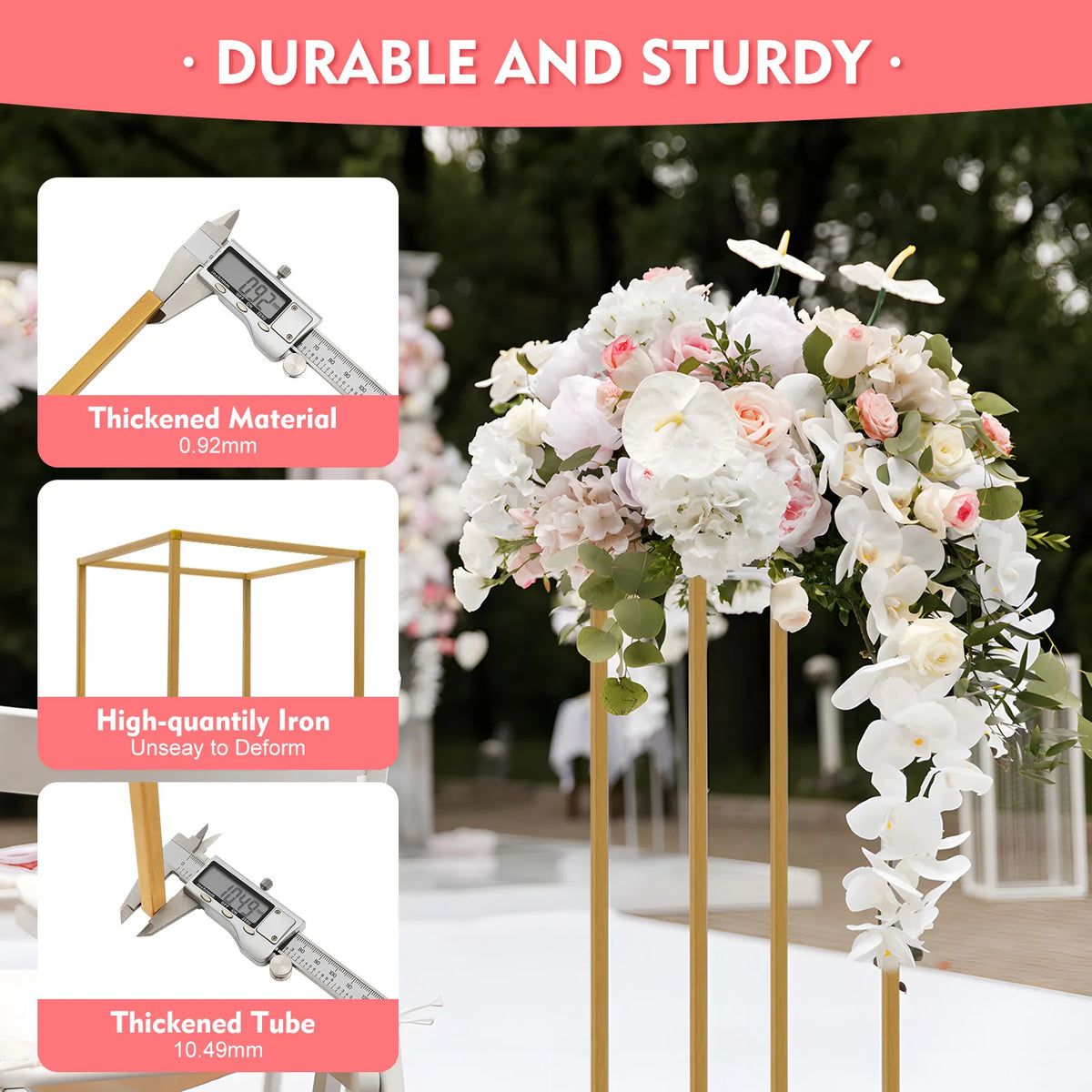 10PCS Flower Stand 80cm/31.49inch Metal Wedding Column Stand Road Floor Vases for Party Birthday Events Home Decor