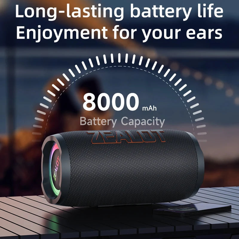 Zealot 50W Portable Bluetooth Speaker IPX6 Waterproof Outdoor