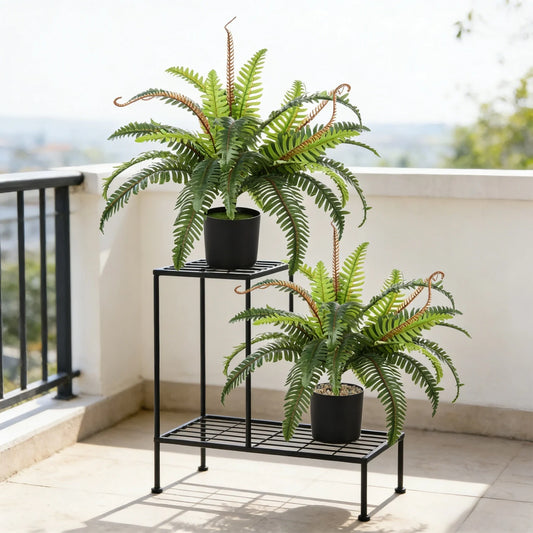 2 Pack Small Artificial Lifelike Fern Plants in Pot, 25" Fake Fern Bush Indoor Outdoor Faux Greenery for Home Office Decor, Patio Garden Farmhouse Windowsill