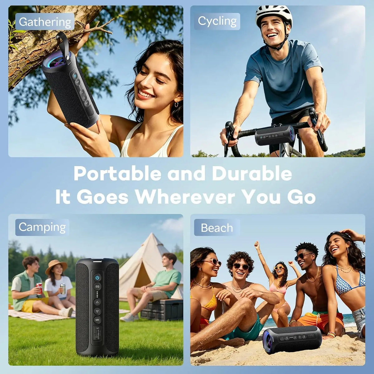 Ortizan Waterproof Bluetooth Speaker With Deep Bass And RGB Lighting